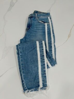 7 For All Mankind The Ankle Skinny Jeans White Side Stripes Size 25